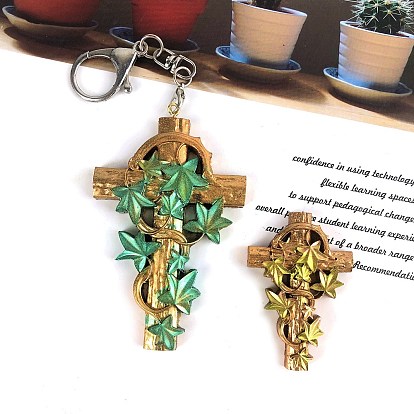 Религиозный крест своими руками с украшением в виде листьев плюща, силиконовые формы, формы для литья смолы, для уф-смолы, поделки из эпоксидной смолы
