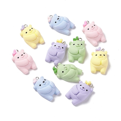 Непрозрачные подвески смолы, с платиновыми тоновыми железными петлями, нести прелести