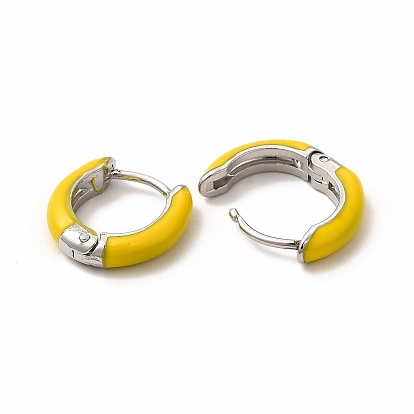 Enamel Hoop Earrings, 316 Surgical Stainless Steel Jewelry for Women