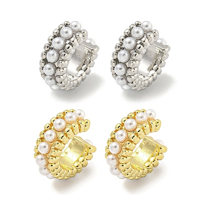 Серьги-каффы из латуни с покрытием стойки для колец, пластиковые серьги с искусственным жемчугом для женщин, без кадмия и без свинца, долговечный