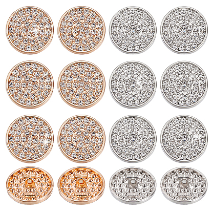 16 шт. 2 цвета 1-отверстие цинковый сплав горный хрусталь пуговицы на ножке, плоско-круглые