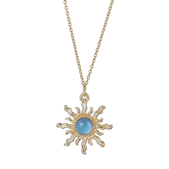 Ожерелья с подвеской от солнца из сплава и смолы, 304 ожерелья из троса из нержавеющей стали для женщин