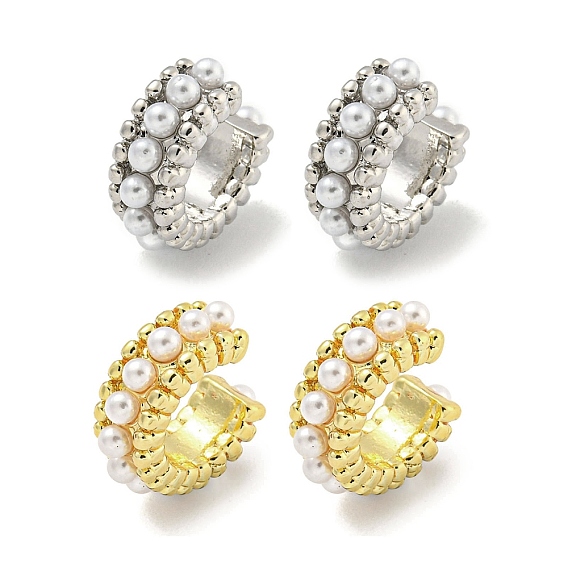 Серьги-каффы из латуни с покрытием стойки для колец, пластиковые серьги с искусственным жемчугом для женщин, без кадмия и без свинца, долговечный