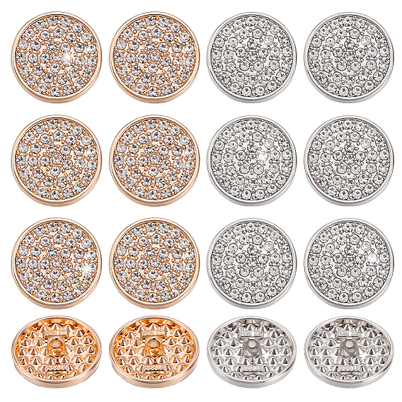 16 шт. 2 цвета 1-отверстие цинковый сплав горный хрусталь пуговицы на ножке, плоско-круглые