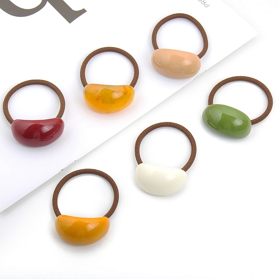 Élastiques à cheveux ovales en acrylique, support de queue de cheval pour femmes filles