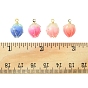 8Pcs 4 Colors Handmade Flower Bud Epoxy Resin Charms, with Brass Peg Bails and Glass Micro Beads, Golden