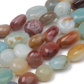 Natural Flower Amazonite Beads Strands, Nuggets, Tumbled Stone