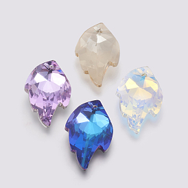 K9 Glass Rhinestone Pendants, Imitation Austrian Crystal, Faceted, Leaf