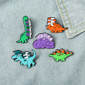 Cute Mini Dinosaur Enamel Pins for Book Lovers and Accessories, Unique Badge