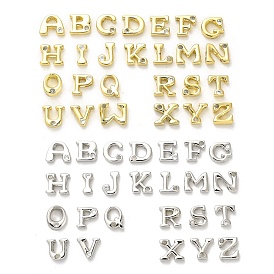 Rack Plating Brass Micro Pave Clear Cubic Zirconia Beads, Long-Lasting Plated, Lead Free & Cadmium Free, Alphabet