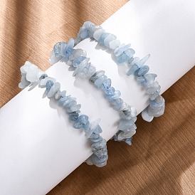 Эластичные браслеты из натурального аквамарина с бисером для женщин и мужчин