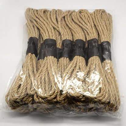 Джутовый шнур, джутовая струна, джутовый шпагат, 2 слой, для изготовления ювелирных изделий, 5 мм, около 5.46 ярдов (5 м) / рулон, 12 связки / сумка