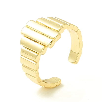 Anillo de puño abierto envuelto en rectángulo de latón para mujer, sin plomo y cadmio