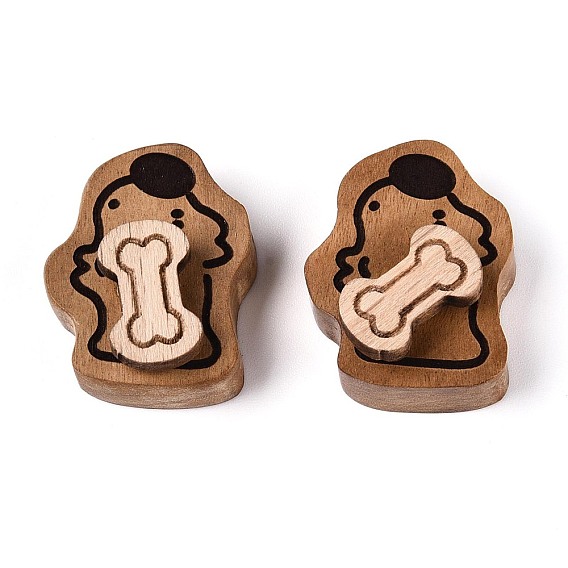 Натуральные бусины из дерева зизифуса, собачья кость, 2-луночное