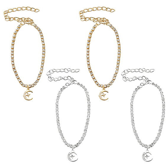 4 шт. 2 Цвета: латунь и железо, стразы, подвески в виде звезд и луны для женщин