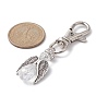 Angel Alloy & Glass Pearl Beads Pendants Decorations, with Alloy Swivel Lobster Claw Clasps
