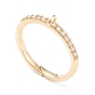 Brass Cuff Finger Ring Settings, Loop Ring Base, with Micro Pave Clear Cubic Zirconia, Long-Lasting Plated