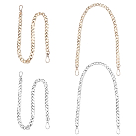 4Pcs 2 Colors Aluminum Bag Strap Curb Chains, Wallet Chains, with Swivel Clasps