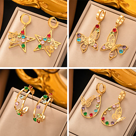 Colorful Zircon Tassel Butterfly Earrings with Hollow Out Design for Elegant and Chic Look