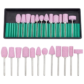 Gorgecraft 12pcs Quartz Grinding Head, Nail Drill Bit, with Iron Findings, Electric Manicure Machine Accessories