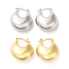 Brass Flat Round Thick Hoop Earrings for Women