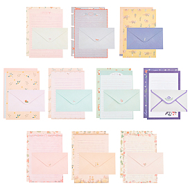 BENECREAT 10 Sets 10 Styles Paper Envelopes & Letter Papers Set, Rectangle with Pattern