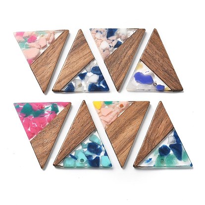 Подвески из смолы и ореха, треугольные