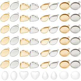 Набор для изготовления заготовок подвески своими руками, в том числе 304 подвеска из нержавеющей стали с кабошоном, стекло кабошон, овал, сердце, капля и плоский круглый