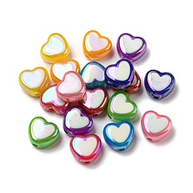 UV Plating Acrylic Beads, Iridescent, Bead in Bead, Heart