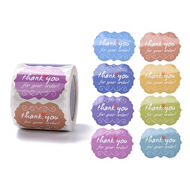 Lace Shape Paper Thank You Stickers, Word Thank You for your order, Self-Adhesive Paper Gift Tag Labels Youstickers