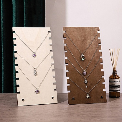 10-подставки для демонстрации ювелирных изделий с подвесками и ожерельями L-образной формы из МДФ и железа с пазами, ожерелья держатель для органайзера ювелирных изделий, прямоугольные, платина