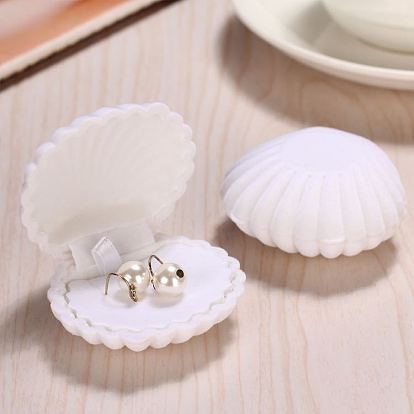 Shell Shaped Velvet Jewelry Storage Boxes, Jewelry Gift Case for Earrings Pendants Rings