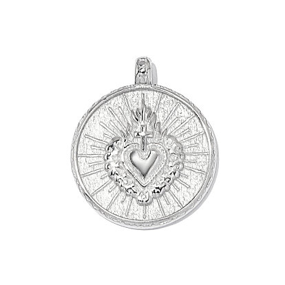 304 подвески из нержавеющей стали, плоский круглый с сердечками, зеркальная полировка