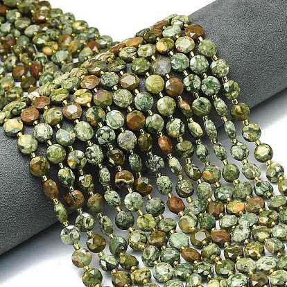 Природные риолитом яшмы бисер нитей, граненый шестиугольный разрез, плоско-круглые, с бисером