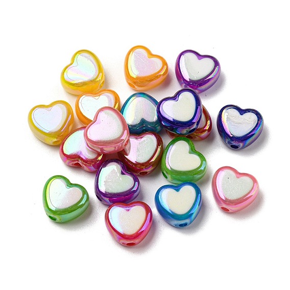 Uv акриловые покрытия бусины, радужный, бусина в бусине, сердце