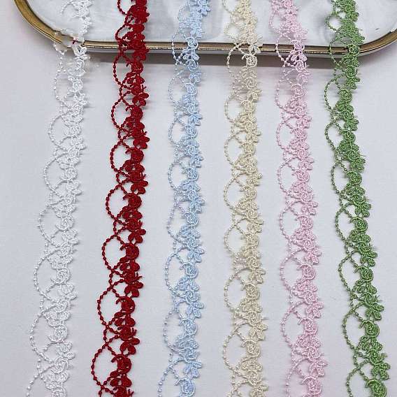 Polyester Lace Trims, Flower Tassel Ribbon for Sewing and Art Craft Projects