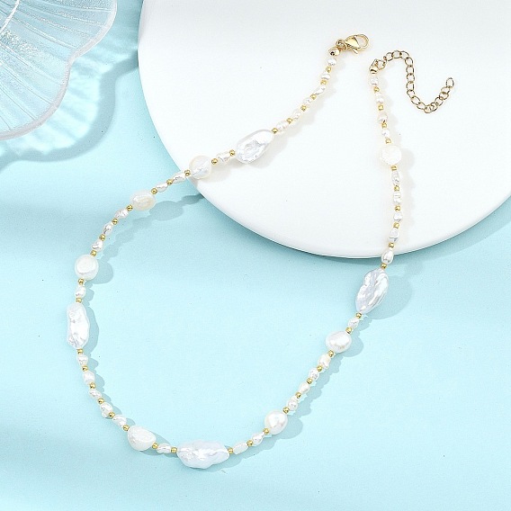 Натуральные барочные жемчужные самородки кеши и ожерелья из стеклянного бисера для женщин, золотые