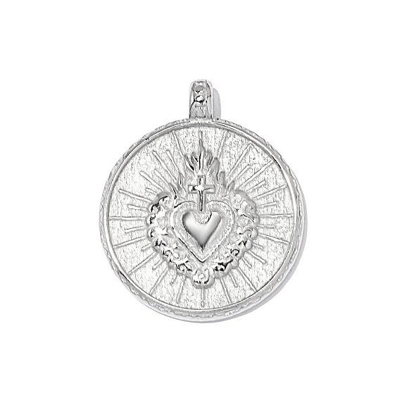 304 подвески из нержавеющей стали, плоский круглый с сердечками, зеркальная полировка