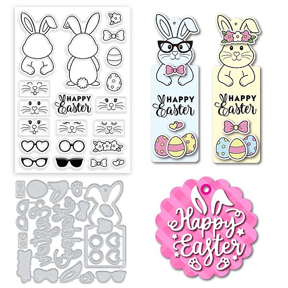 Наборы для изготовления альбомов своими руками, включая 1 штампы из листового ПВХ и 1 трафареты из углеродистой стали из поликарбоната, шаблон кролика и пасхального яйца