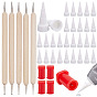 5Pcs Plastic Glue Bottle Anti-clogging Needle, with 40Pcs Plastic Glue Bottle Tip Caps and 5Pcs Wood Point Drill Pen, with Iron Head
