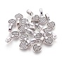 Tibetan Style Alloy Heart Carved Mesh Flat Pad Pendant Bails, Cadmium Free & Lead Free, 20x10x6mm, Hole: 7mm, about 1070pcs/1000g