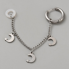 Серьги-кольца из нержавеющей стали в форме луны, цепочка-оберег