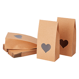 PandaHall Elite Paper Candy Boxes, with Heart Window, for Bakery Box and Baby Shower Gift Box, Rectangle