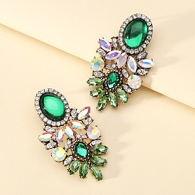 Exaggerated Geometric Alloy Crystal Earrings with Rhinestones - Vintage Luxurious Chic Ear Jewelry
