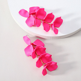 Sexy Fashion Long Tassel Acrylic Petal Floral Earrings for Women - Elegant, Sweet and Exaggerated Ear Jewelry