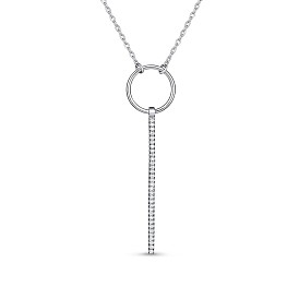 TINYSAND Key 925 Sterling Silver CZ Pendant Necklaces, 17.2 inch