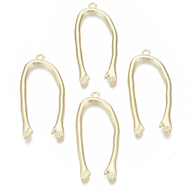 Alloy Pendants, U Shape with Hands