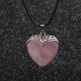 European and American Wax Rope Chain Heart Pendant Necklace - Fashionable