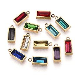 304 очарование из нержавеющей стали, прямоугольные, реальный 18 k позолоченный, граненые, ионное покрытие (ip)