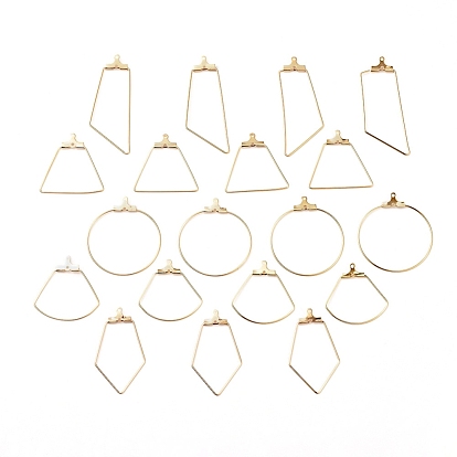 304 Stainless Steel Wire Pendants, Hoop Earring Findings, Rhombus & Trapezoid & Sector & Ring & Trapezoid